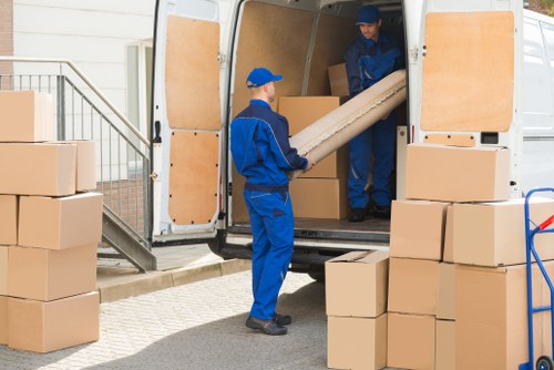 Commercial moving team preparing office relocation in Dulwich