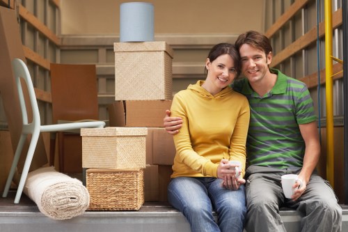 Packing boxes and furniture prepared for a move in Dulwich