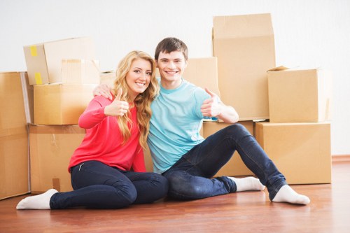 Packed boxes and household items ready for van removal service