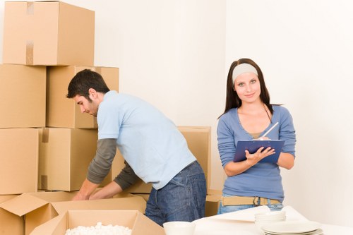 Organised moving boxes and packing materials ready for a Dulwich home relocation