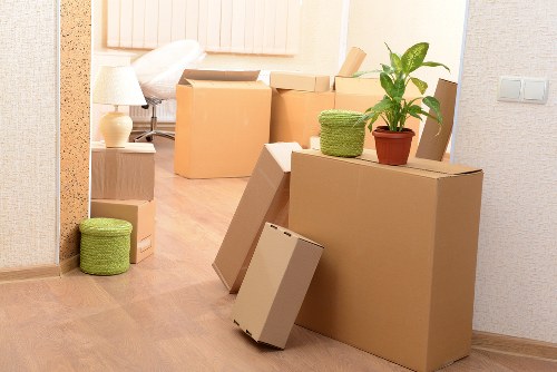Commercial removals team handling office equipment in Dulwich